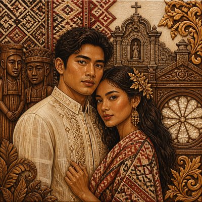 portrait of two people together — Filipino Art Style