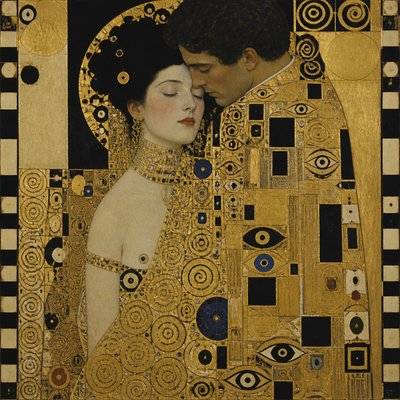 portrait of two people together — Vienna Secession Art Style