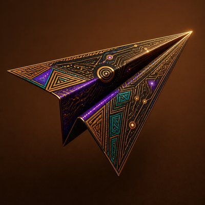 a paper plane, clean minimal composition on a plain background, no text