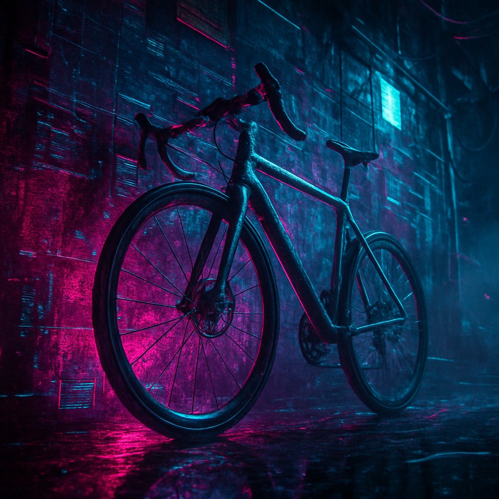 bicyle resting against a wall