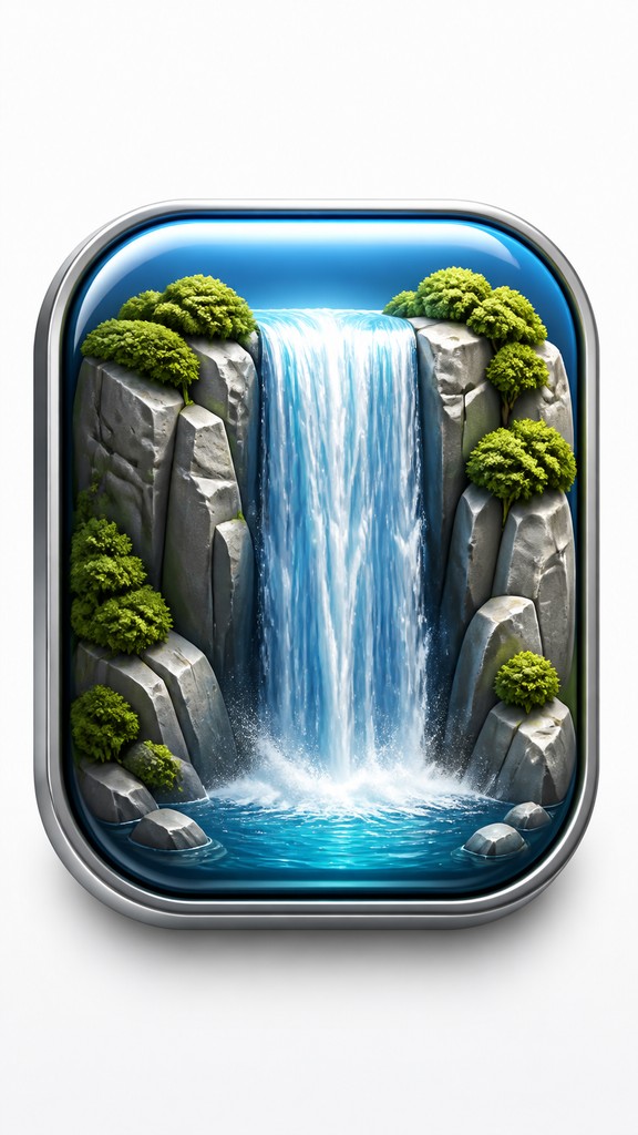 towering waterfall cascading down a cliff
