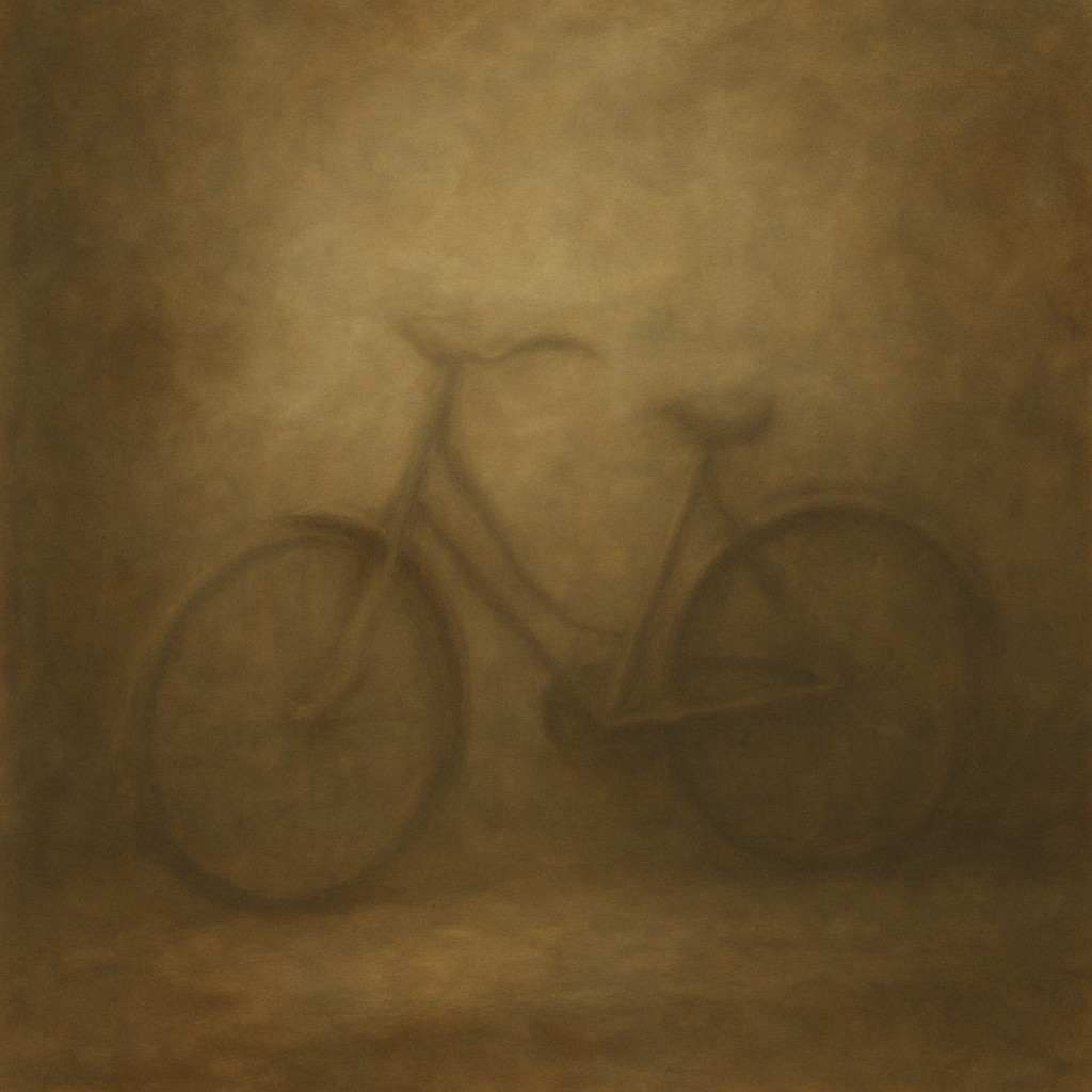 bicyle resting against a wall