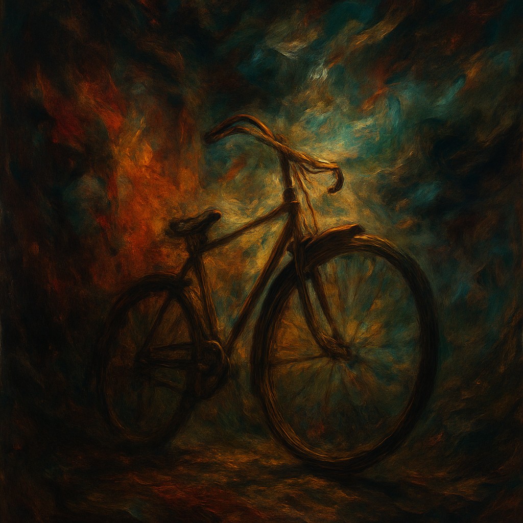 bicyle resting against a wall