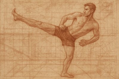 a drawing of a man kicking a soccer ball