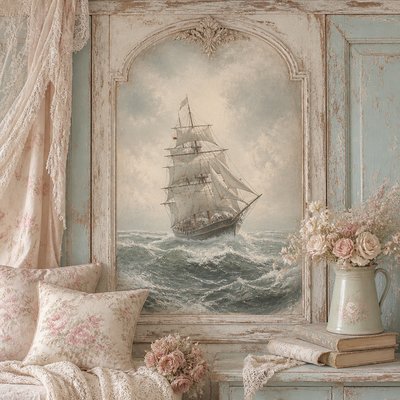 sailing ship on a stormy sea