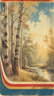 a serene birch forest in soft morning light, no people, no text