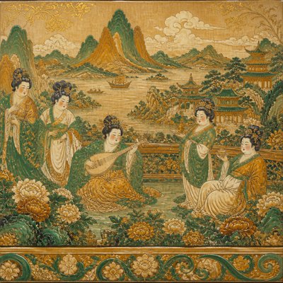 wide landscape with natural scenery — Tang Dynasty Art Style