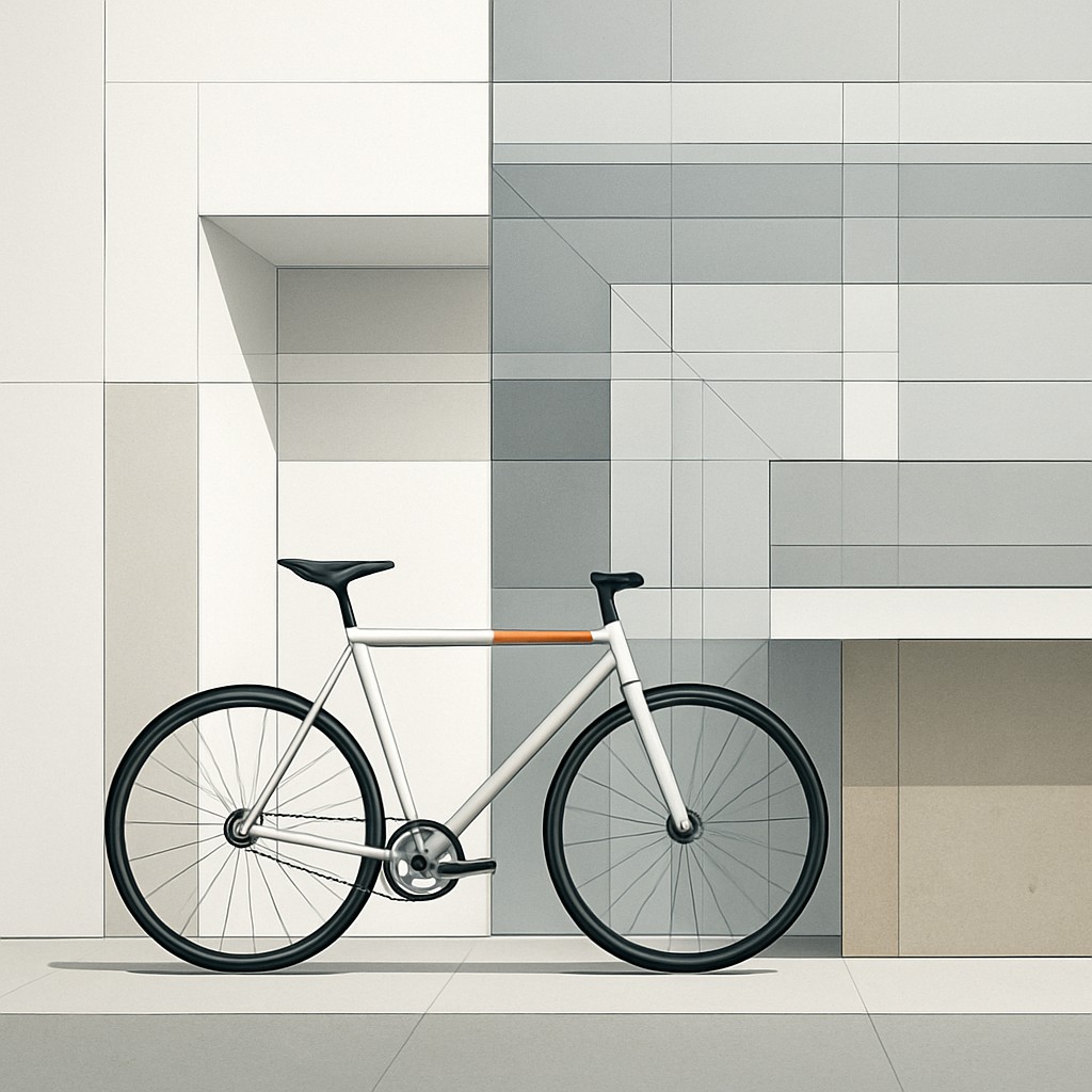 bicyle resting against a wall