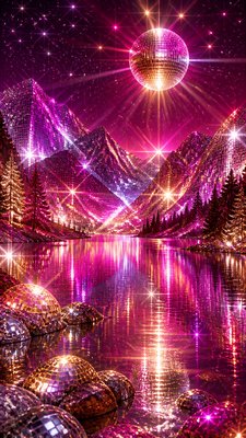 a tranquil mountain lake beneath a starry night sky, no people, no text