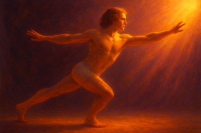 a painting of a man in a naked pose