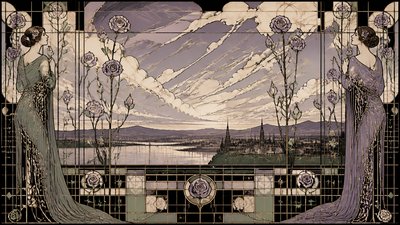 sweeping panoramic landscape with a dramatic sky