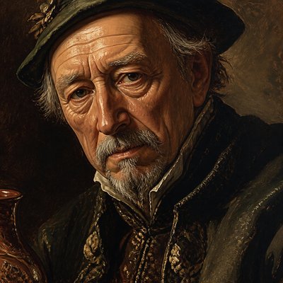 close-up portrait of an elderly person with expressive weathered features
