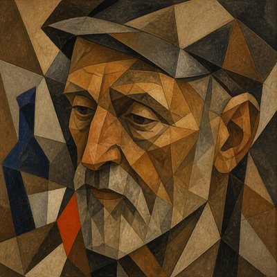 close-up portrait of an elderly person with expressive weathered features
