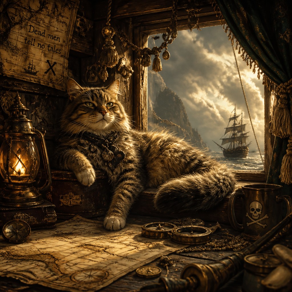 a cat lounging in a sunlit window — Piratecore Aesthetic
