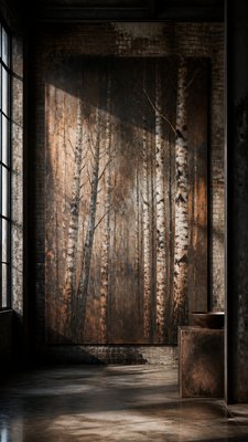 a serene birch forest in soft morning light, no people, no text