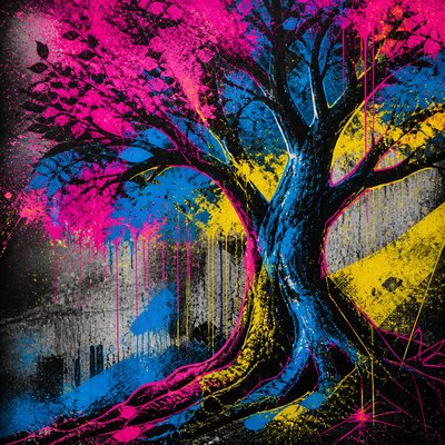 a tree in nature — Graffiti Modern Art Style