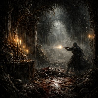 I suoni della battaglia svaniscono lentamente, finché nel silenzio assoluto risuona un singolo sparo di pistola.