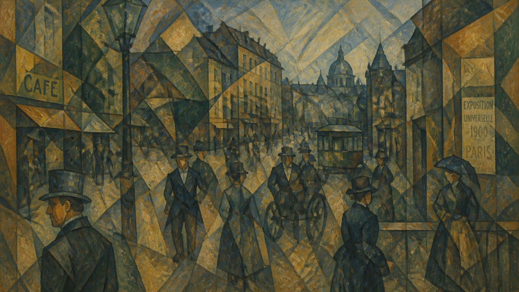 bustling city street panorama at dusk