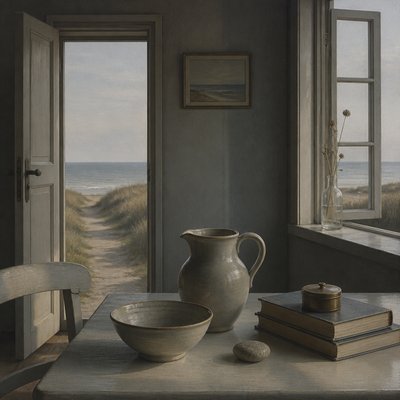 still life with everyday objects — Danish Art Style