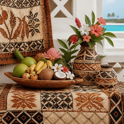 still life arrangement of fruits and flowers