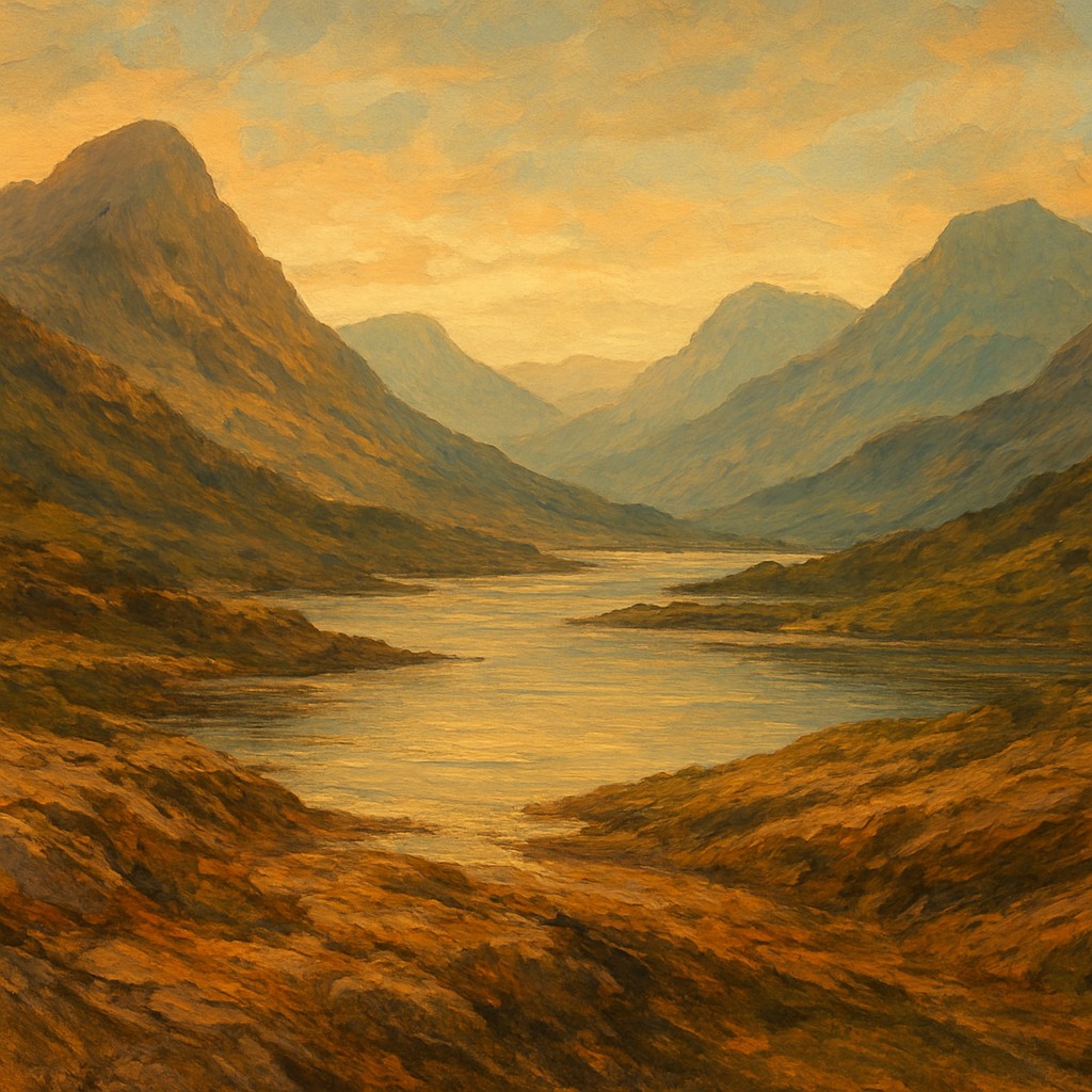 serene landscape with mountains and water