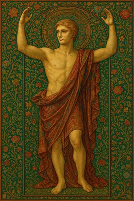 a painting of a man with a robe on