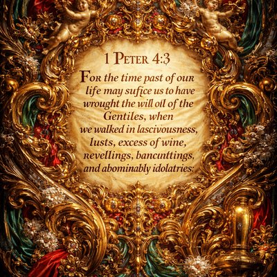  1 Peter 4:3 (KJV) For the time past of our life may suffice us to have wrought the will of the Gentiles, when we walked in lasciviousness, lusts, excess of wine, revellings, banquetings, and abominable idolatries:
