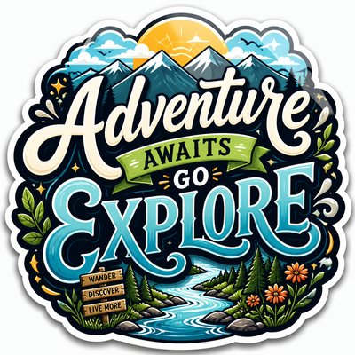 wide landscape with natural scenery — Typography Sticker Design