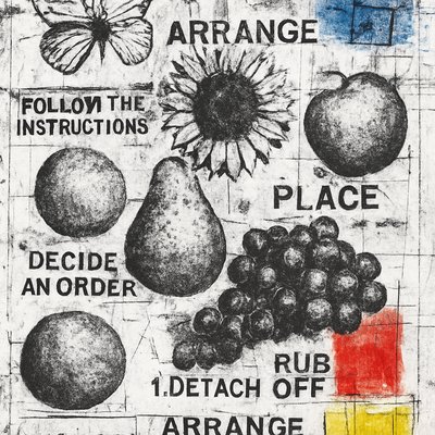 still life arrangement of fruits and flowers