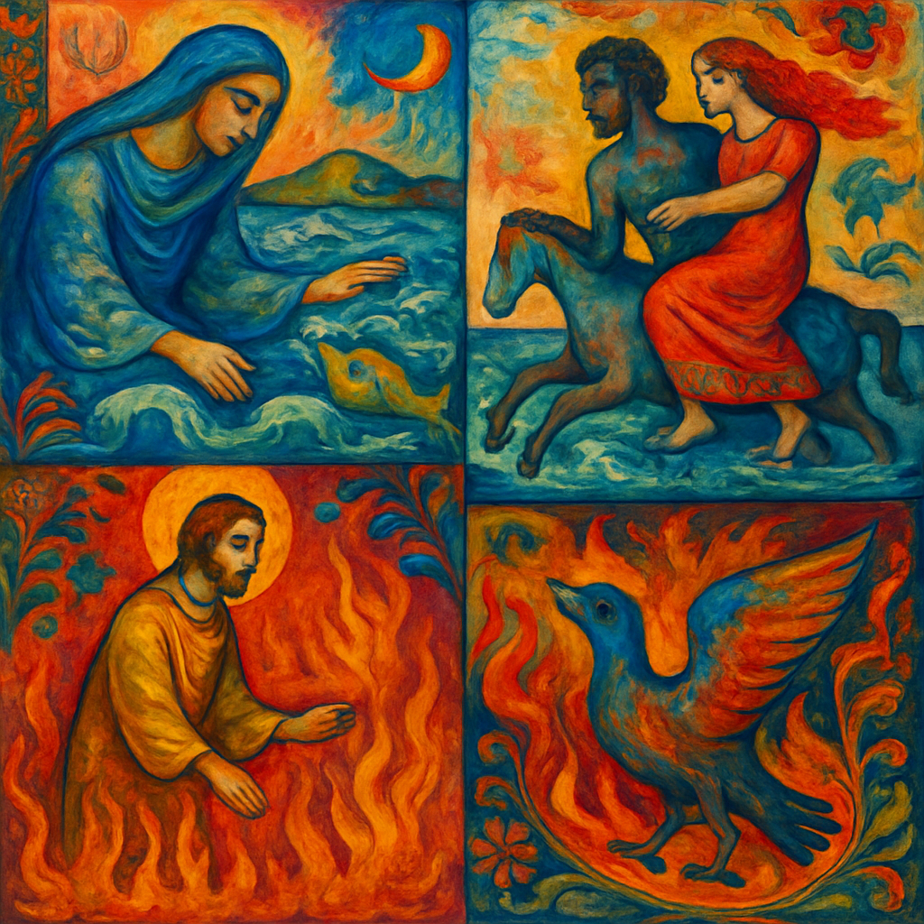 When you pass through the waters,
I will be with you;
and when you pass through the rivers,
they will not sweep over you.
When you walk through the fire,
you will not be burned;
the flames will not set you ablaze.