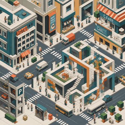 urban street with city activity