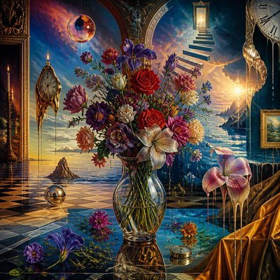 bouquet of flowers in a glass vase