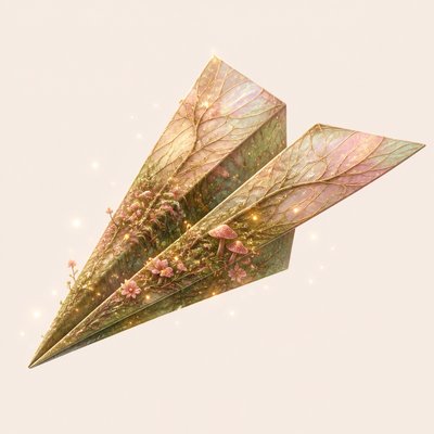 a paper plane, clean minimal composition on a plain background, no text