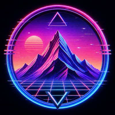 an emblem of a mountain peak inside a circle, simple bold shapes on a plain background, no text or lettering
