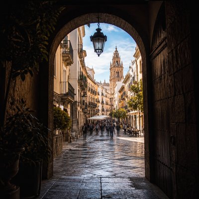 urban street with city activity — Framing Art Style