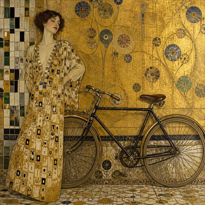 bicyle resting against a wall — Austrian Art Style
