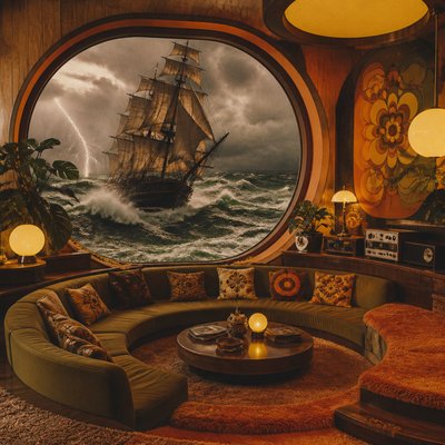 sailing ship on a stormy sea