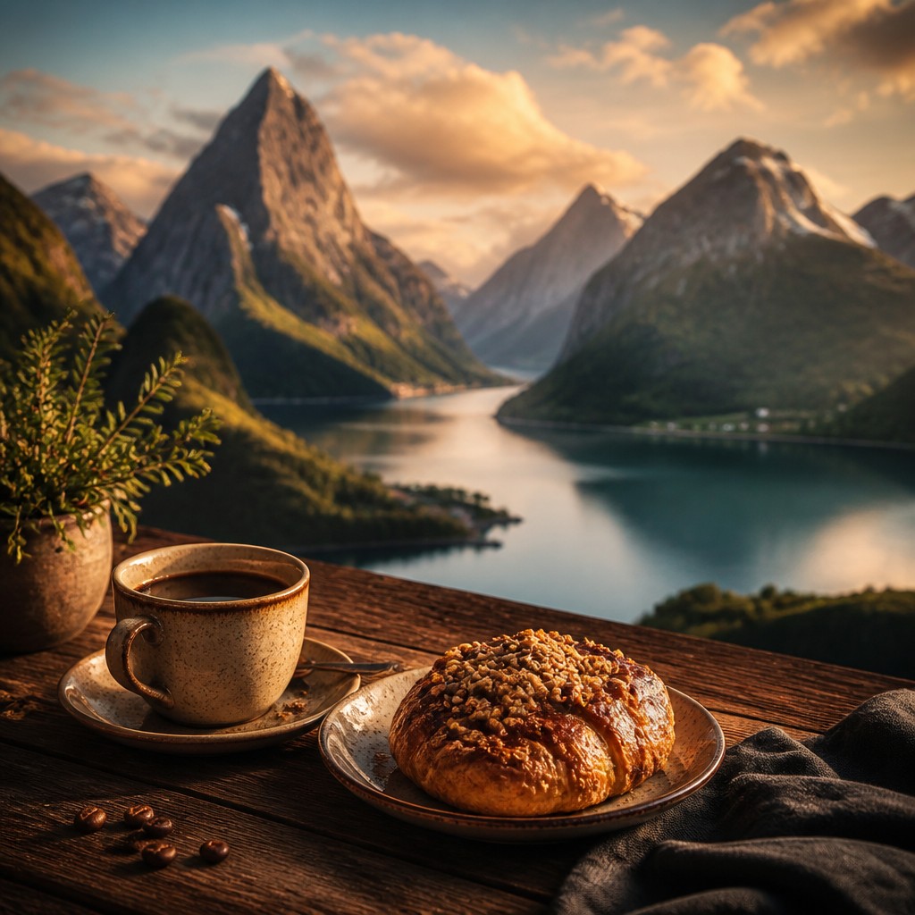 serene landscape with mountains and water