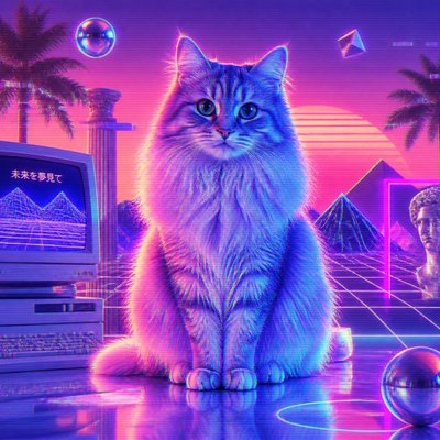 a fluffy cat sitting upright, looking at the viewer