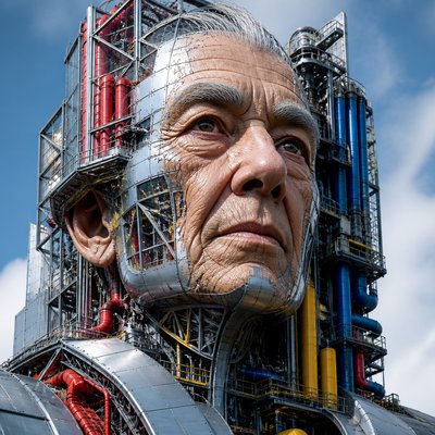 close-up portrait of an elderly person with expressive weathered features
