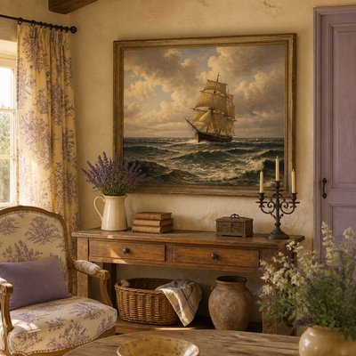 sailing ship on a stormy sea