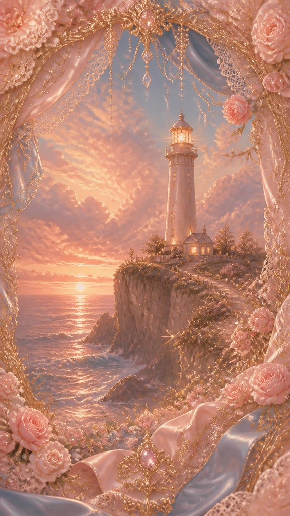 a lone lighthouse on a cliff at dusk under a dramatic sky, no text or lettering