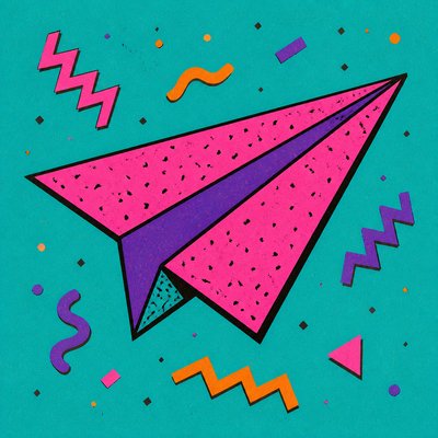 a paper plane, clean minimal composition on a plain background, no text