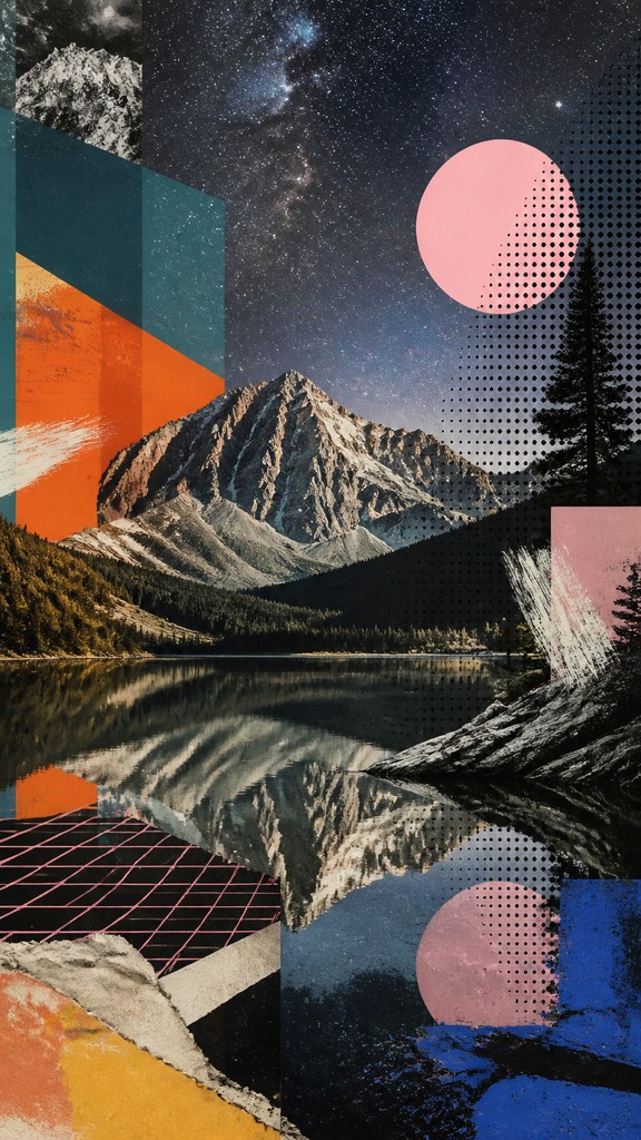 a tranquil mountain lake beneath a starry night sky, no people, no text