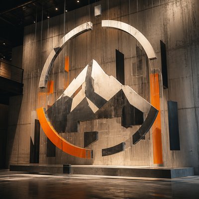 an emblem of a mountain peak inside a circle, simple bold shapes on a plain background, no text or lettering