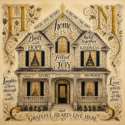 house with front view — Lettering Art Style