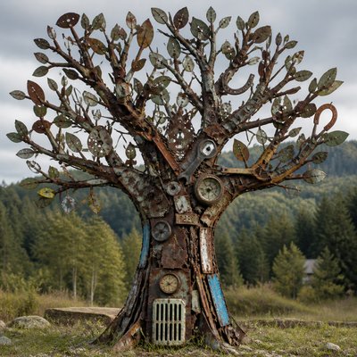 a tree in nature — Found Object Art Style