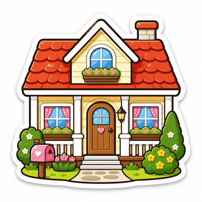 house with front view — Character Sticker Design