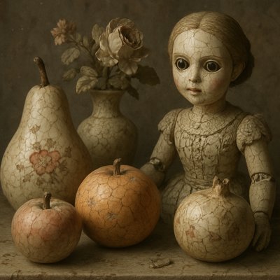 still life arrangement of fruits and flowers