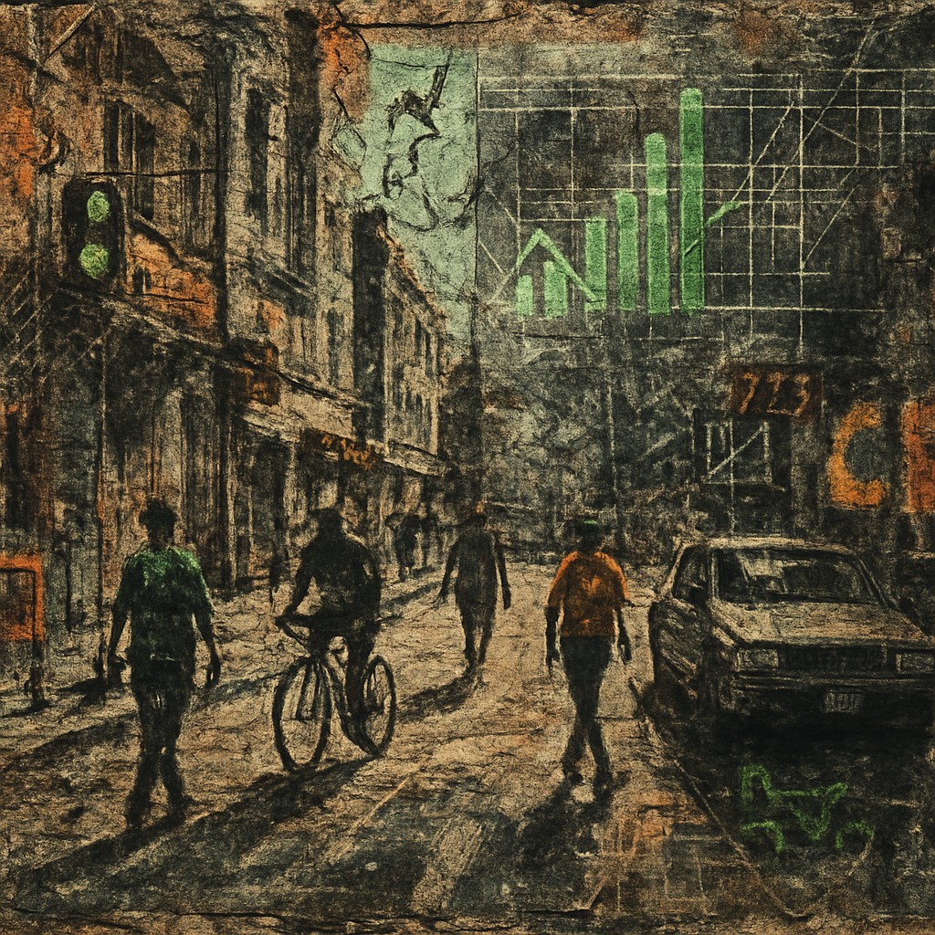 urban street with city activity